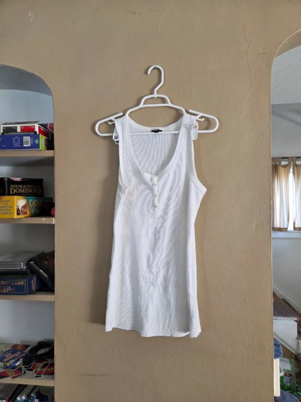 Torrid White Henley Scoop Tank
